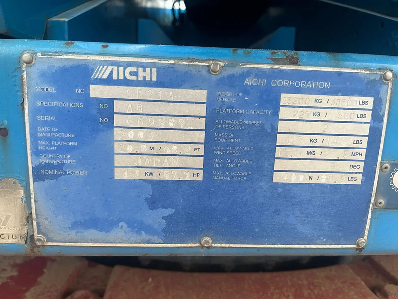 Plataforma telescopica Aichi SR 21 A Hoogwerker rups: foto 10