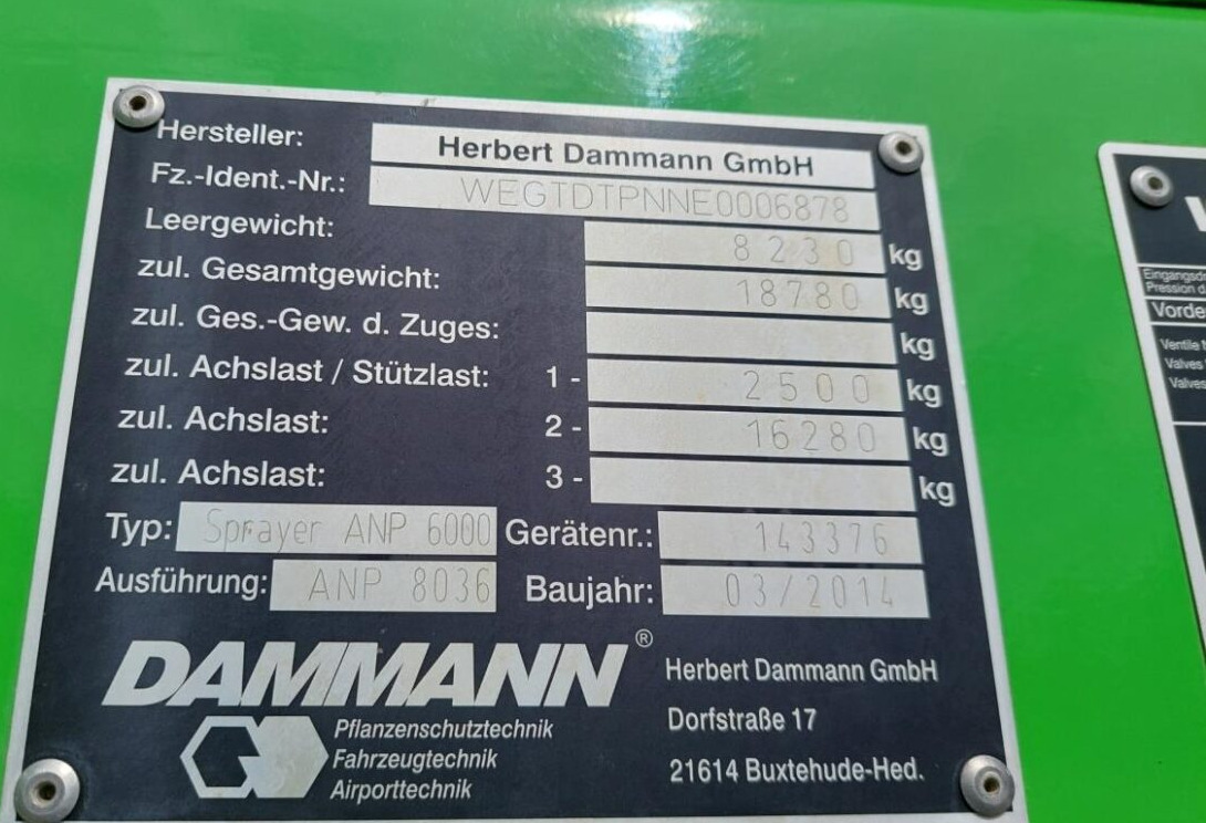 Pulverizador arrastrado Dammann Profi Class ANP 8036 - 36m: foto 15