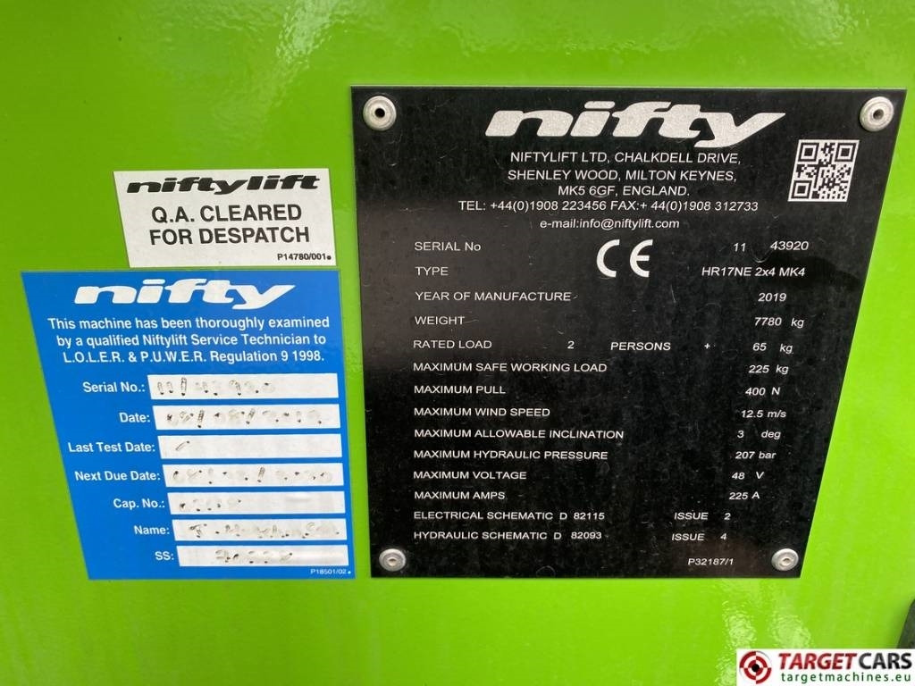 Leasing de Niftylift HR17NE MK4 Electric Articulated Boom Work Lift 17M  Niftylift HR17NE MK4 Electric Articulated Boom Work Lift 17M: foto 10