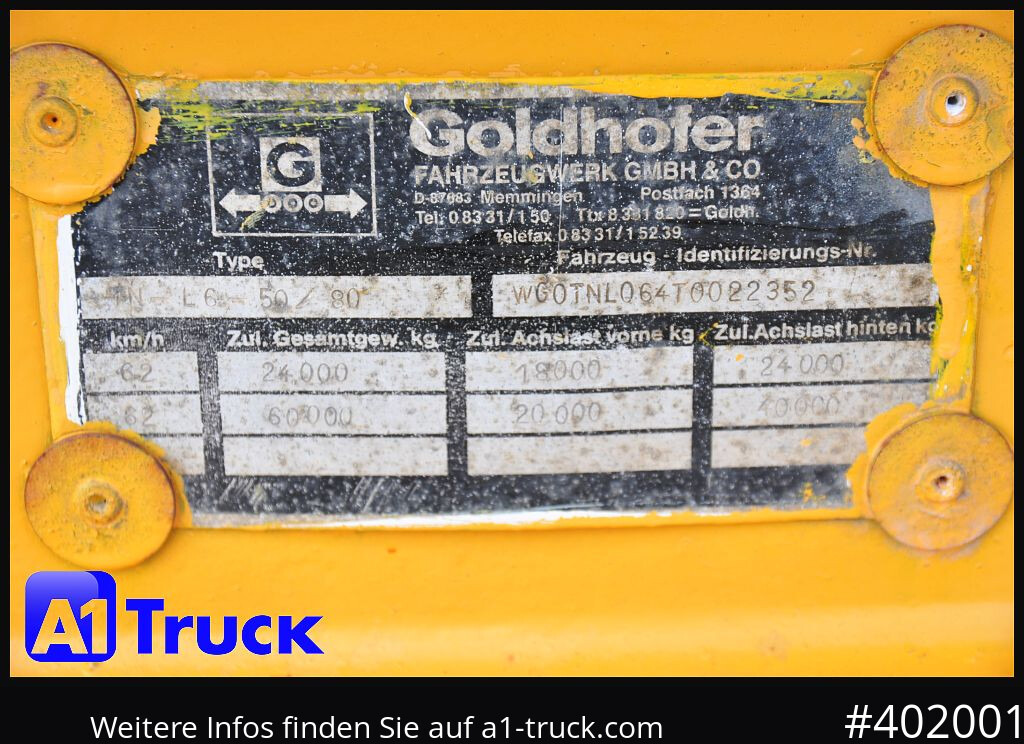 GOLDHOFER 6achs Plattform, Ballast, 60to., Schwerlast, - Remolque caja abierta: foto 4 GOLDHOFER 6achs Plattform, Ballast, 60to., Schwerlast, - Remolque caja abierta: foto 4