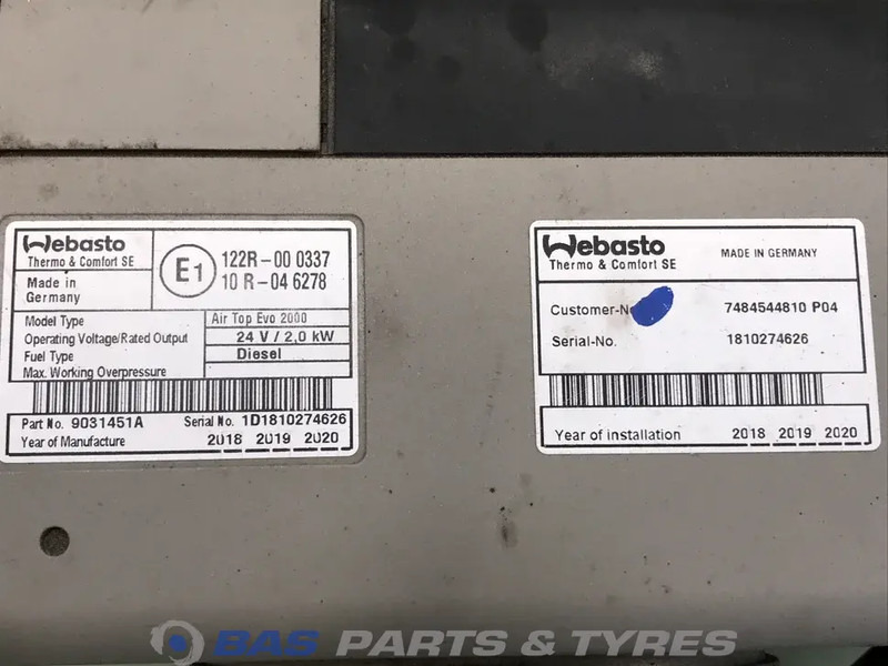 Webasto AirTop Evo 2000 Standkachel 7484544810 - Calefacción/ Ventilación para Camión: foto 5 Webasto AirTop Evo 2000 Standkachel 7484544810 - Calefacción/ Ventilación para Camión: foto 5