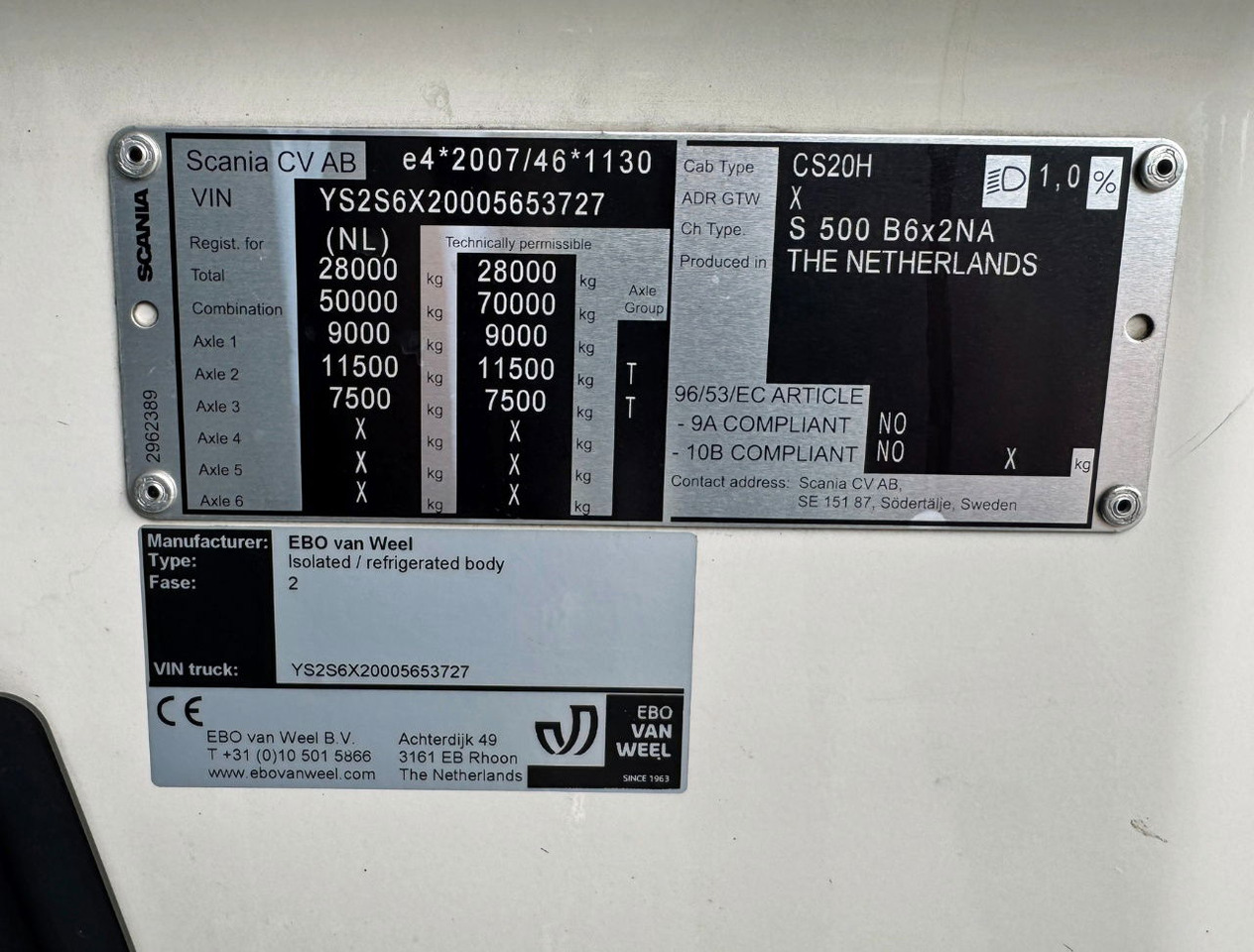Camión frigorífico Scania S500 6X2 Retarder 50 CC Combi 2x Taillift TOP Condition Holland Truck: foto 22 Camión frigorífico Scania S500 6X2 Retarder 50 CC Combi 2x Taillift TOP Condition Holland Truck: foto 22