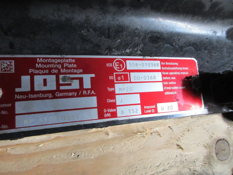 Jost D152 U 20 // M P 20 55R D152 U 20 // M P 20 55R MAN TGX 18.500 EURO 6 MODEL 2020 - Quinta rueda para Camión: foto 5 Jost D152 U 20 // M P 20 55R D152 U 20 // M P 20 55R MAN TGX 18.500 EURO 6 MODEL 2020 - Quinta rueda para Camión: foto 5