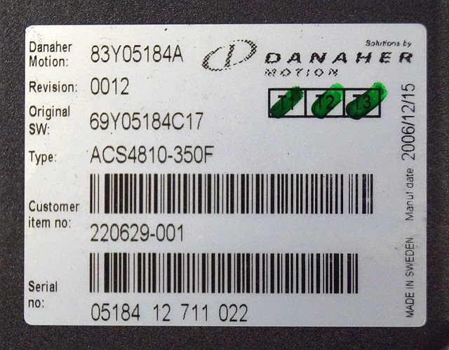 Toyota/BT 220629-001 | Danaher motion AC Superdrive motor controller 83Y05184A A - Unidad de control para Equipo de manutención: foto 2 Toyota/BT 220629-001 | Danaher motion AC Superdrive motor controller 83Y05184A A - Unidad de control para Equipo de manutención: foto 2