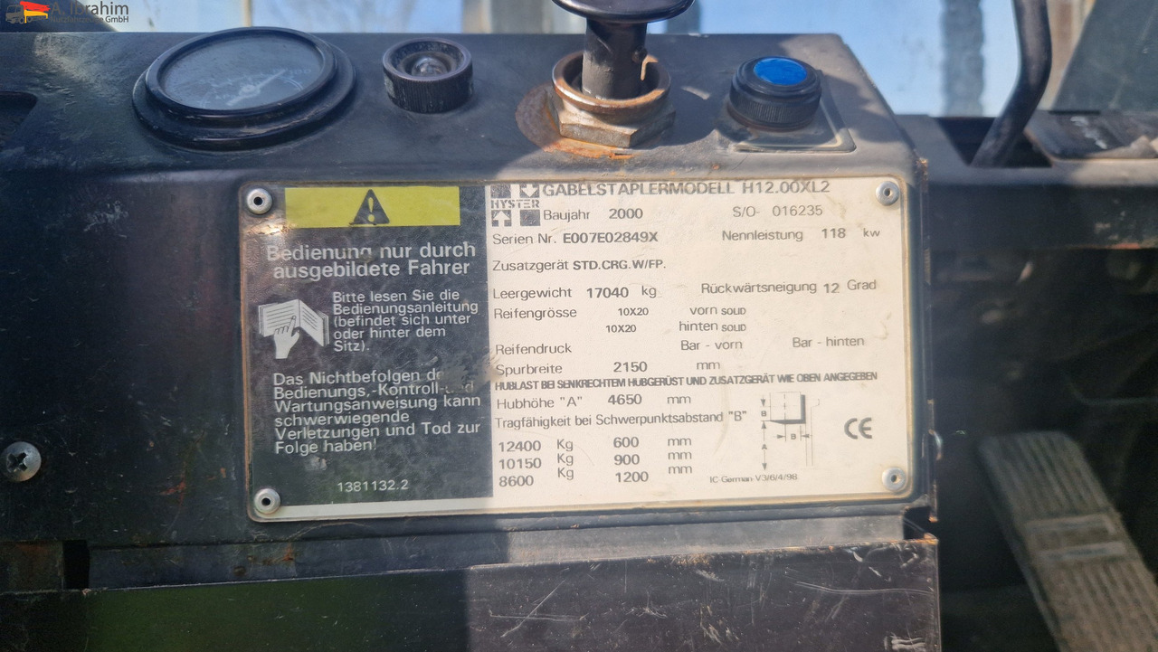 Hyster H 12.00 XL2 12t Stapler Hubkraft | Top Zustand - Carretilla elevadora diésel: foto 3 Hyster H 12.00 XL2 12t Stapler Hubkraft | Top Zustand - Carretilla elevadora diésel: foto 3