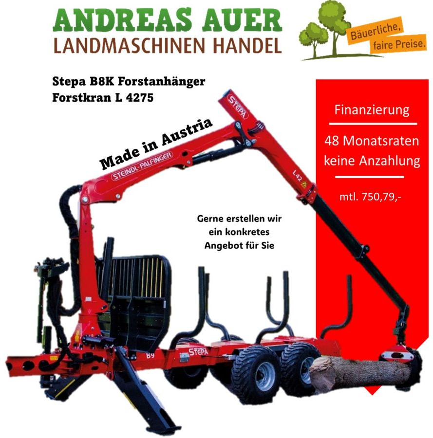 Remolque forestal nuevo Stepa B8K-Rückewagen mit Forstkran-L 4275: foto 1