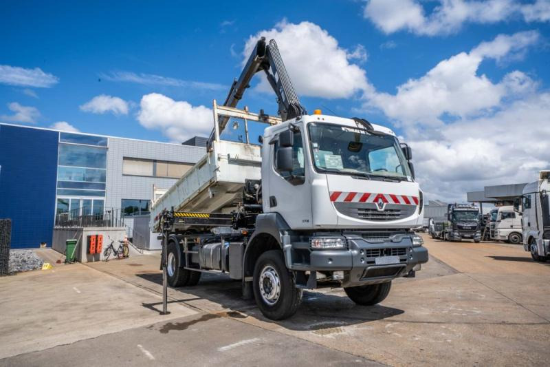 Renault KERAX 370 DXI + TRI BENNE+HIAB 16t/m + 2 EXT - Camión volquete, Camión grúa: foto 2 Renault KERAX 370 DXI + TRI BENNE+HIAB 16t/m + 2 EXT - Camión volquete, Camión grúa: foto 2