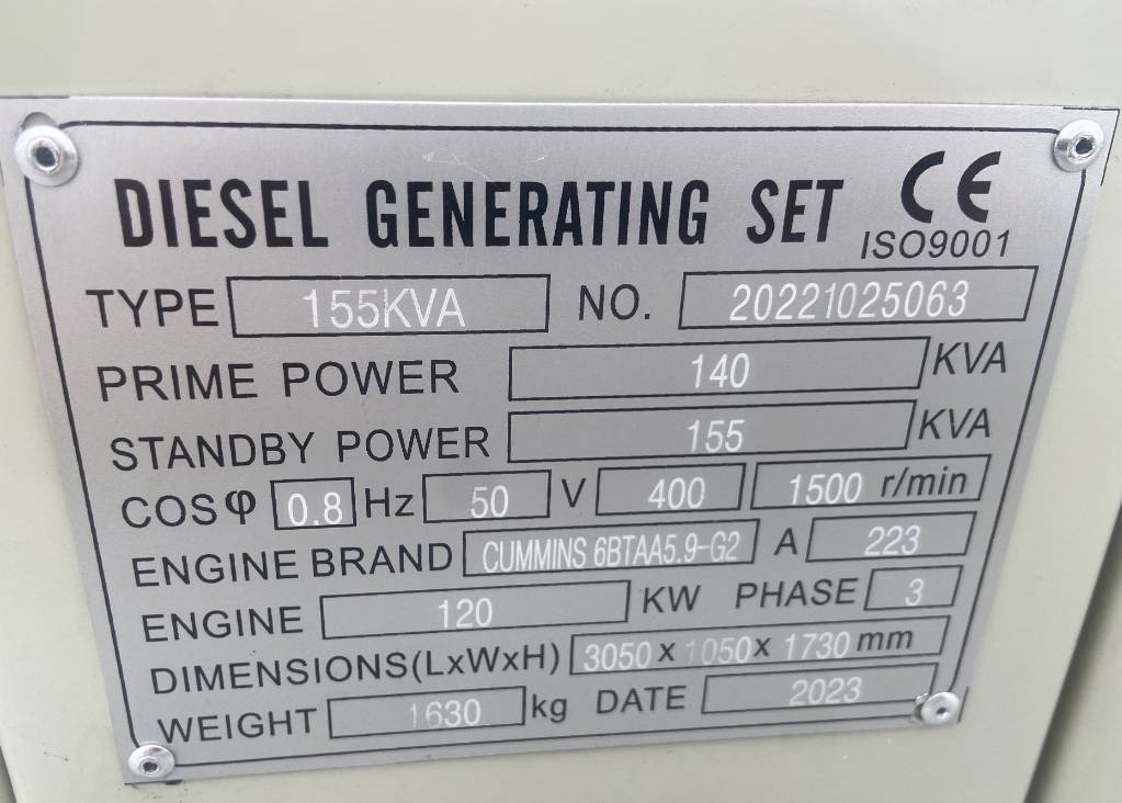 Cummins 6BTAA5.9-G2 - 155 kVA Generator - DPX-19837 - Generador industriale: foto 4 Cummins 6BTAA5.9-G2 - 155 kVA Generator - DPX-19837 - Generador industriale: foto 4