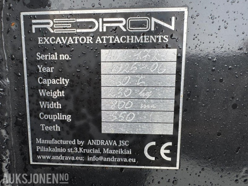 2025 Rediron S50 graveskuffe med tenner, 800 mm bredde, 360 liter - Implemento para Maquinaria de construcción: foto 3 2025 Rediron S50 graveskuffe med tenner, 800 mm bredde, 360 liter - Implemento para Maquinaria de construcción: foto 3