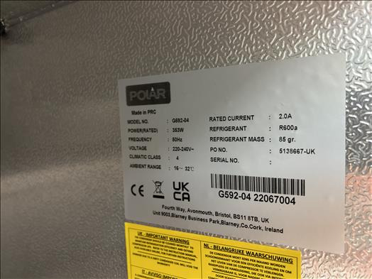 Polar G592-04 Refrigerator - Maquinaria de alimentación: foto 5 Polar G592-04 Refrigerator - Maquinaria de alimentación: foto 5