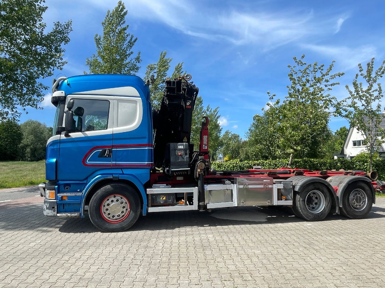 Scania R480 with hiab hookloader and hiab 262 EP5 with remote crane 2019  - Camión portacontenedore/ Intercambiable, Camión grúa: foto 2 Scania R480 with hiab hookloader and hiab 262 EP5 with remote crane 2019  - Camión portacontenedore/ Intercambiable, Camión grúa: foto 2