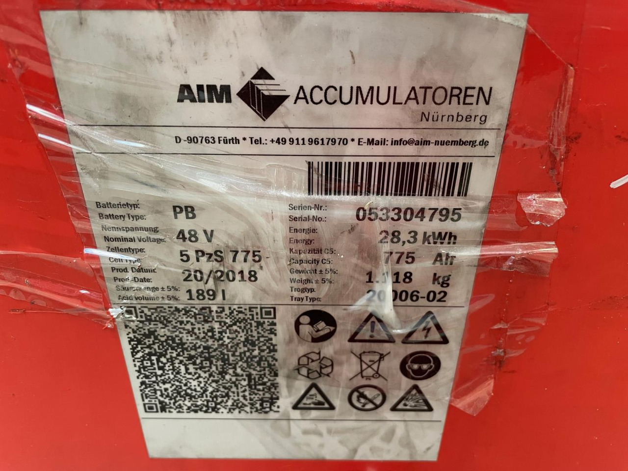 AIM 48V 5 PzS 775 - Acumulador para Equipo de manutención: foto 2 AIM 48V 5 PzS 775 - Acumulador para Equipo de manutención: foto 2