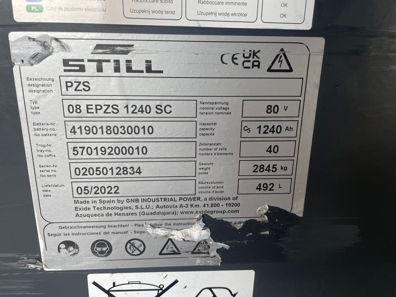 Exide 80V 8 EPzS 1240 - Acumulador para Equipo de manutención: foto 2 Exide 80V 8 EPzS 1240 - Acumulador para Equipo de manutención: foto 2