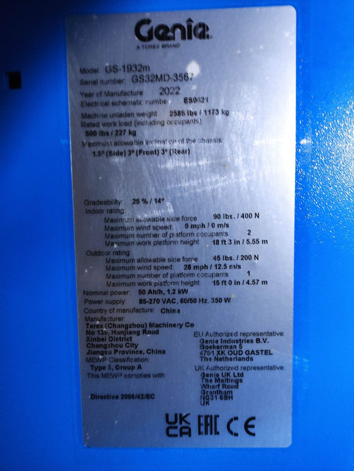 Genie GS1932m - Plataforma de tijeras: foto 5 Genie GS1932m - Plataforma de tijeras: foto 5