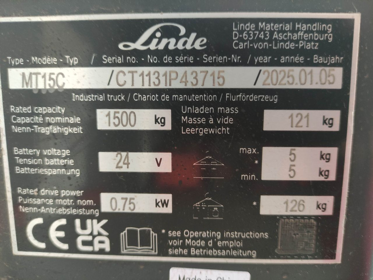Linde MT15C - Transpaleta: foto 5 Linde MT15C - Transpaleta: foto 5