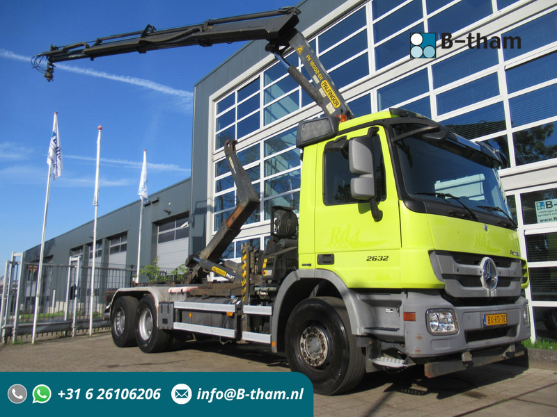 Mercedes-Benz Actros 2632 6X4 Steel + Palfinger PK18002-EH + 20T Haak Hook Haken - Camión portacontenedore/ Intercambiable, Camión grúa: foto 1 Mercedes-Benz Actros 2632 6X4 Steel + Palfinger PK18002-EH + 20T Haak Hook Haken - Camión portacontenedore/ Intercambiable, Camión grúa: foto 1