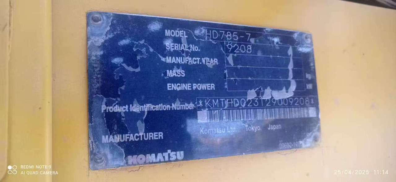 KOMATSU HD785-7 - Dúmper rígido: foto 1 KOMATSU HD785-7 - Dúmper rígido: foto 1