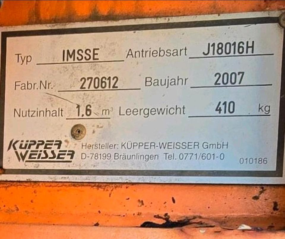 Küpper-Weisser IMSSN 1,6m3 J18016H IMSSF Salzstreuer Winterdienst Streuautomat Streusilo Solestreuer passend für Multicar Ladog Lidner - Esparcidor de sal: foto 4 Küpper-Weisser IMSSN 1,6m3 J18016H IMSSF Salzstreuer Winterdienst Streuautomat Streusilo Solestreuer passend für Multicar Ladog Lidner - Esparcidor de sal: foto 4