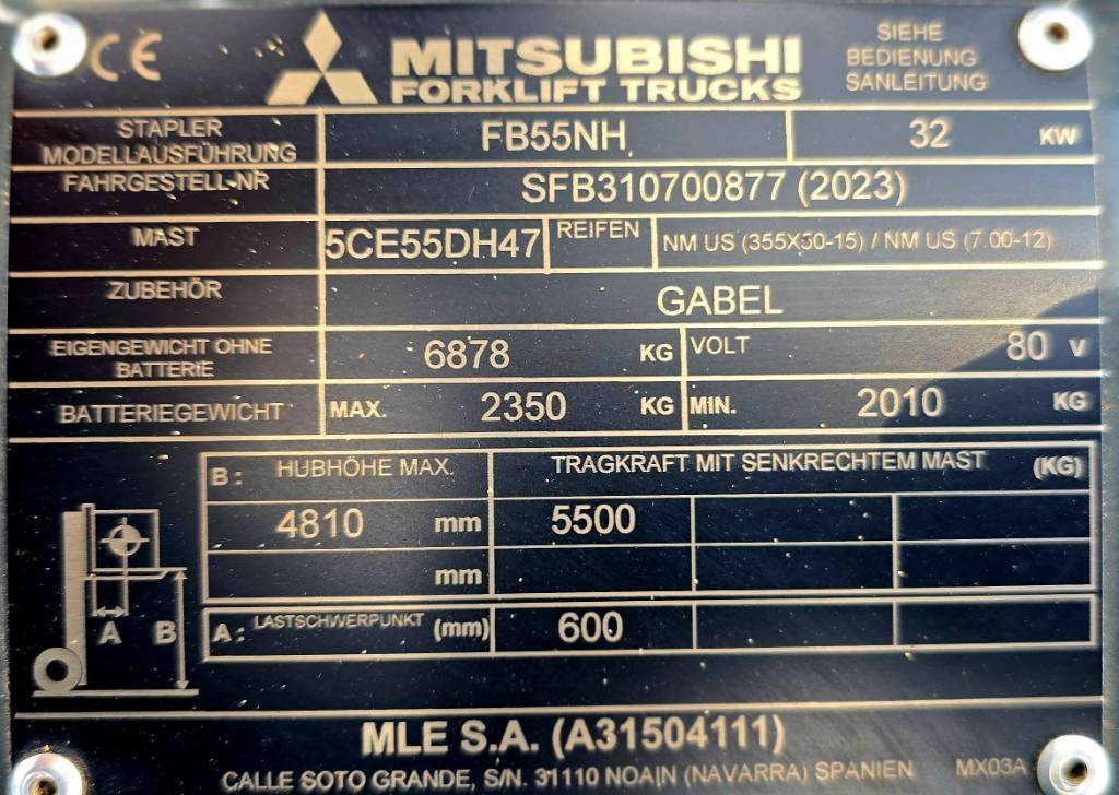 Carretilla elevadora eléctrica Mitsubishi FB 55 NH DEMO 122hrs only !: foto 17 Carretilla elevadora eléctrica Mitsubishi FB 55 NH DEMO 122hrs only !: foto 17