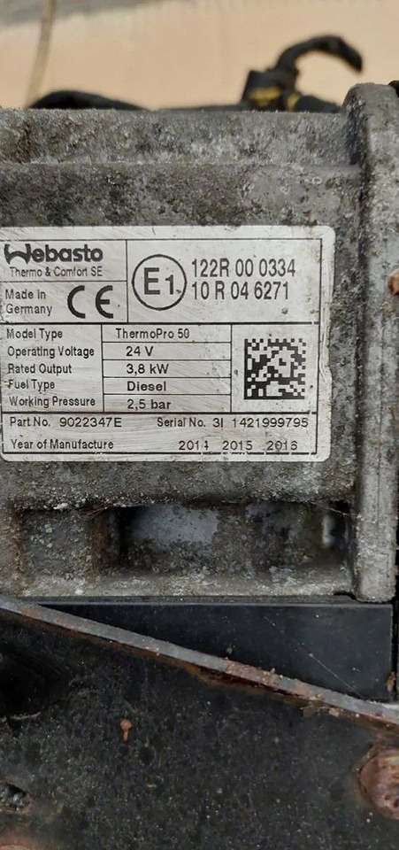 OGRZEWANIE POSTOJOWE WEBASTO TERMOPRO 50 MERCEDES ACTROS MP4 - Otros maquinaria: foto 2 OGRZEWANIE POSTOJOWE WEBASTO TERMOPRO 50 MERCEDES ACTROS MP4 - Otros maquinaria: foto 2