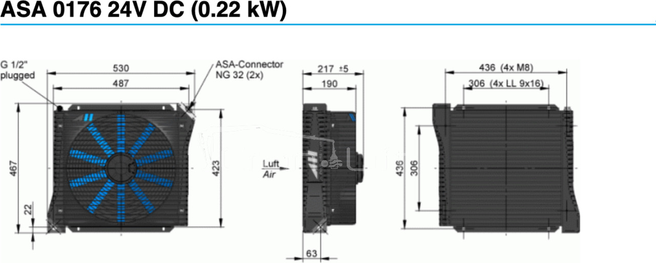 Chłodnica oleju hydraulicznego ASA 0176 / 24V / 250L ASA0176AD02 - Enfriador de aceite para Grúa para camión: foto 2 Chłodnica oleju hydraulicznego ASA 0176 / 24V / 250L ASA0176AD02 - Enfriador de aceite para Grúa para camión: foto 2
