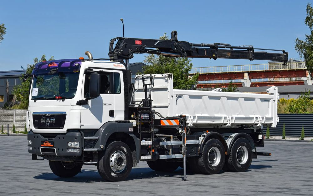 MAN TGS 33.360 / 6x4 / HDS HIAB 122 E-2 HIDUO / STEROWANIE RADIOWE / WYWROTKA / HYDROBURTA / AUTOMAT / KLIMA / TEMPOMAT / KAMERA COFANIA / SPROWADZONY - Camión volquete, Camión grúa: foto 1 MAN TGS 33.360 / 6x4 / HDS HIAB 122 E-2 HIDUO / STEROWANIE RADIOWE / WYWROTKA / HYDROBURTA / AUTOMAT / KLIMA / TEMPOMAT / KAMERA COFANIA / SPROWADZONY - Camión volquete, Camión grúa: foto 1