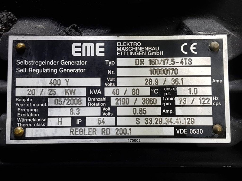 Vögele VISION 5100-2/5103-2-EME DR160/17.5-4TS-Generator - Generador industriale: foto 3 Vögele VISION 5100-2/5103-2-EME DR160/17.5-4TS-Generator - Generador industriale: foto 3
