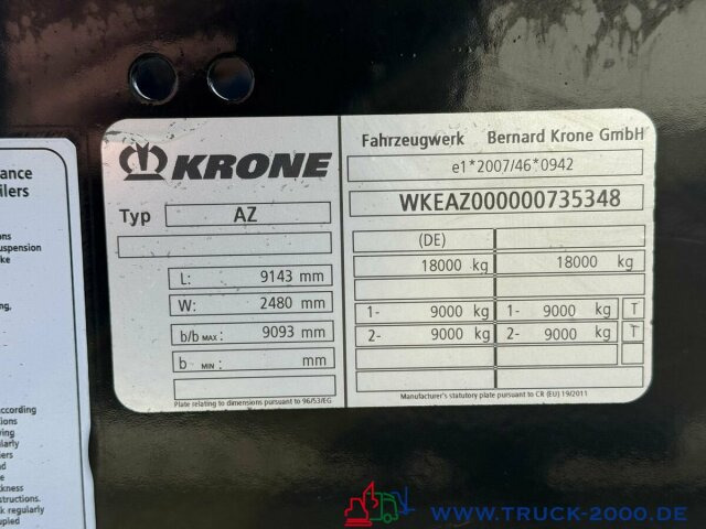 Krone AZ18 Box Carrier - Luft - BPW Achsen - Remolque portacontenedore/ Intercambiable: foto 5 Krone AZ18 Box Carrier - Luft - BPW Achsen - Remolque portacontenedore/ Intercambiable: foto 5