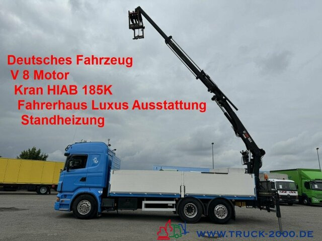 Scania R 560 V8 Kran HIAB 185K hebt bei 11m = 1.500kg - Camión caja abierta, Camión grúa: foto 1 Scania R 560 V8 Kran HIAB 185K hebt bei 11m = 1.500kg - Camión caja abierta, Camión grúa: foto 1