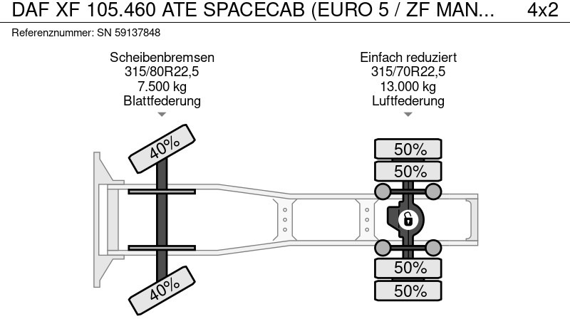 Cabeza tractora DAF XF 105.460 ATE SPACECAB (EURO 5 / ZF MANUAL GEARBOX / P.T.O. / AIRCONDITIONING / FRIDGE UNDER BED / ETC.): foto 12 Cabeza tractora DAF XF 105.460 ATE SPACECAB (EURO 5 / ZF MANUAL GEARBOX / P.T.O. / AIRCONDITIONING / FRIDGE UNDER BED / ETC.): foto 12