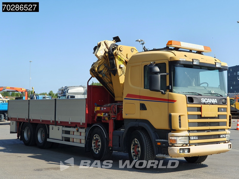 Camión caja abierta, Camión grúa Scania 124G 470 8X4 Palfinger PK45000 C4 Crane Kran Fly-Jib Manual Steering Axle Euro 3: foto 12