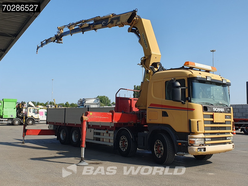 Camión caja abierta, Camión grúa Scania 124G 470 8X4 Palfinger PK45000 C4 Crane Kran Fly-Jib Manual Steering Axle Euro 3: foto 6