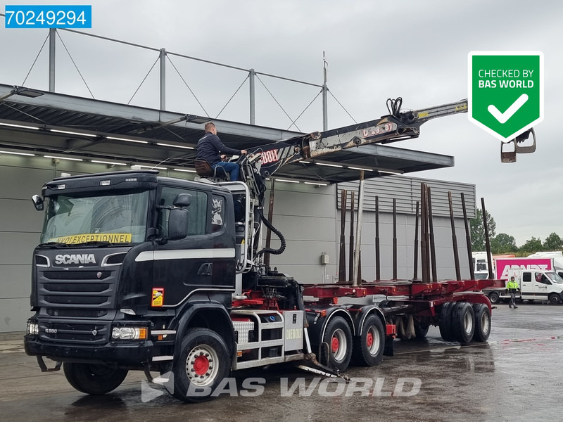Scania R580 6X4 Holz Kran Diebolt D28 Full-Steell Extentable Trailer - Camión forestal, Camión grúa: foto 1 Scania R580 6X4 Holz Kran Diebolt D28 Full-Steell Extentable Trailer - Camión forestal, Camión grúa: foto 1