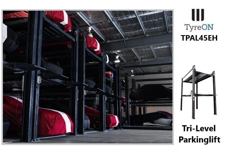 Equipo de taller TPAL45EH 4 post car stacker lift  -  Three level parking lift 3 cars on each- Electrically unlocked - Close fitting platforms - 15 cm ramp height - Autostacker 2500kg + 2000kg: foto 7