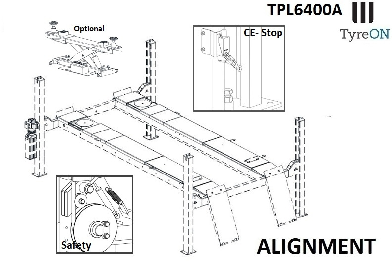 TPL6400A 4 post alignment lift - 5,2 m runways - 6.4T - Equipo de taller: foto 2 TPL6400A 4 post alignment lift - 5,2 m runways - 6.4T - Equipo de taller: foto 2