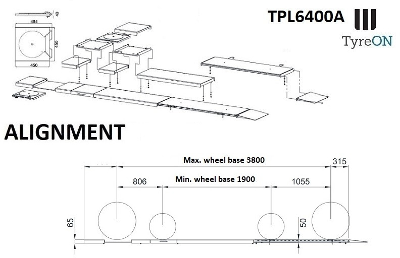 TPL6400A 4 post alignment lift - 5,2 m runways - 6.4T - Equipo de taller: foto 4 TPL6400A 4 post alignment lift - 5,2 m runways - 6.4T - Equipo de taller: foto 4
