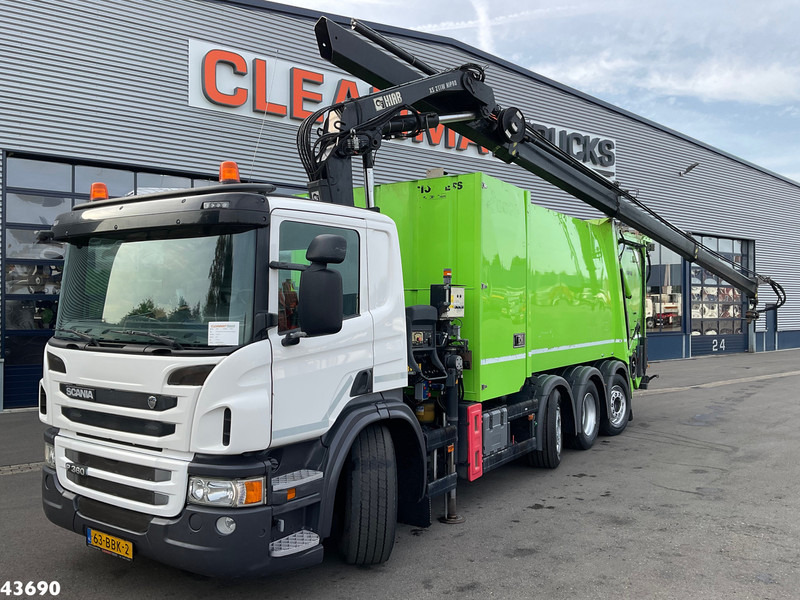 Scania P 360 Faun 18m³ + Hiab crane + Underground Container Washing Installation - Camión de basura: foto 1 Scania P 360 Faun 18m³ + Hiab crane + Underground Container Washing Installation - Camión de basura: foto 1