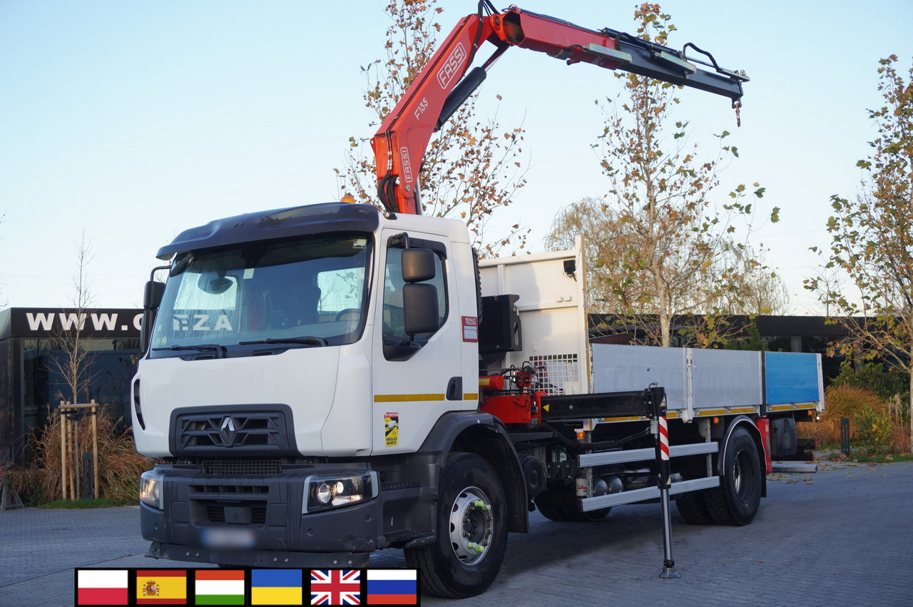 RENAULT C280 DTI 8 / FASSI crane 5.6 T / range 8 m / Flatbed 15 EPAL - Camión caja abierta, Camión grúa: foto 1 RENAULT C280 DTI 8 / FASSI crane 5.6 T / range 8 m / Flatbed 15 EPAL - Camión caja abierta, Camión grúa: foto 1