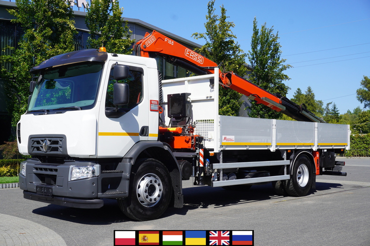 RENAULT C320 P 4x2 / FASSI crane 6.2 T / range 10 m / Flatbed 15 EPAL / 50 tho. km! - Camión caja abierta, Camión grúa: foto 1 RENAULT C320 P 4x2 / FASSI crane 6.2 T / range 10 m / Flatbed 15 EPAL / 50 tho. km! - Camión caja abierta, Camión grúa: foto 1