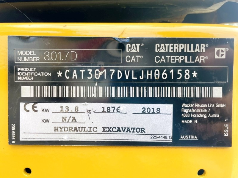 Caterpillar 301.7D (3846) - Miniexcavadora: foto 3 Caterpillar 301.7D (3846) - Miniexcavadora: foto 3