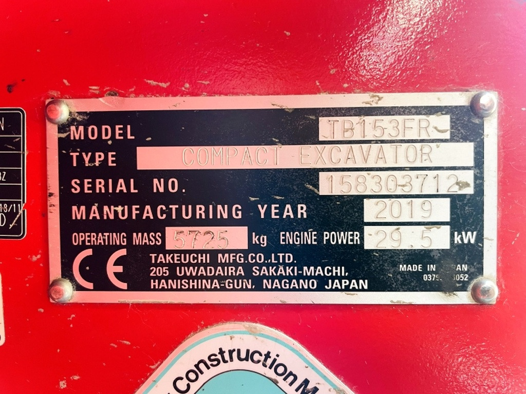 Takeuchi TB153FR (4091) - Miniexcavadora: foto 3 Takeuchi TB153FR (4091) - Miniexcavadora: foto 3