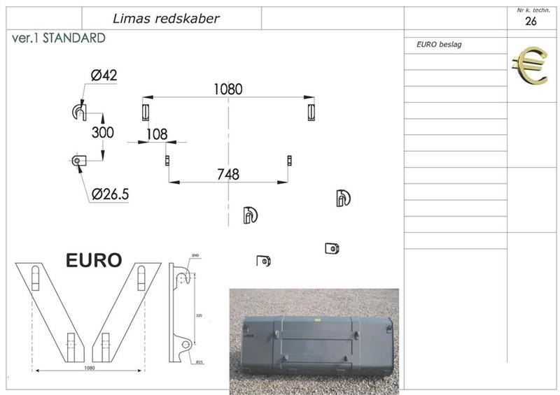 Limas Ny 1,5m Alm. skovl med Euro - Cazo cargador para Maquinaria agrícola: foto 2 Limas Ny 1,5m Alm. skovl med Euro - Cazo cargador para Maquinaria agrícola: foto 2