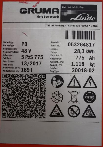 GRUMA 48 Volt 5 PzS 775 Ah - Acumulador: foto 5 GRUMA 48 Volt 5 PzS 775 Ah - Acumulador: foto 5