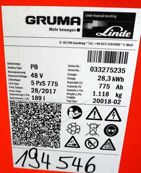 GRUMA 48 Volt 5 PzS 775 Ah - Acumulador: foto 5 GRUMA 48 Volt 5 PzS 775 Ah - Acumulador: foto 5