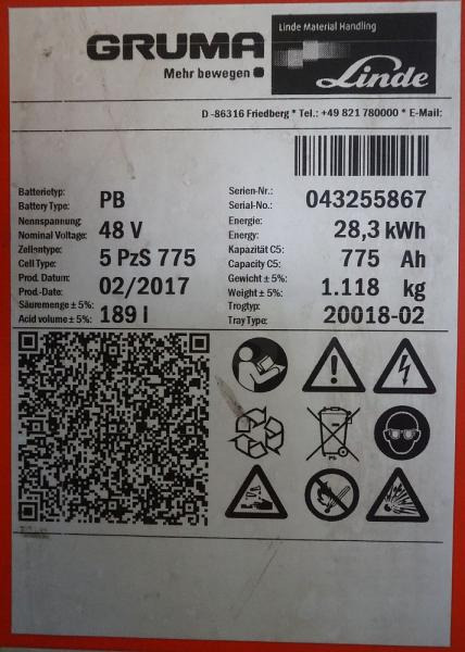 GRUMA 48 Volt 5 PzS 775 Ah - Acumulador: foto 5 GRUMA 48 Volt 5 PzS 775 Ah - Acumulador: foto 5