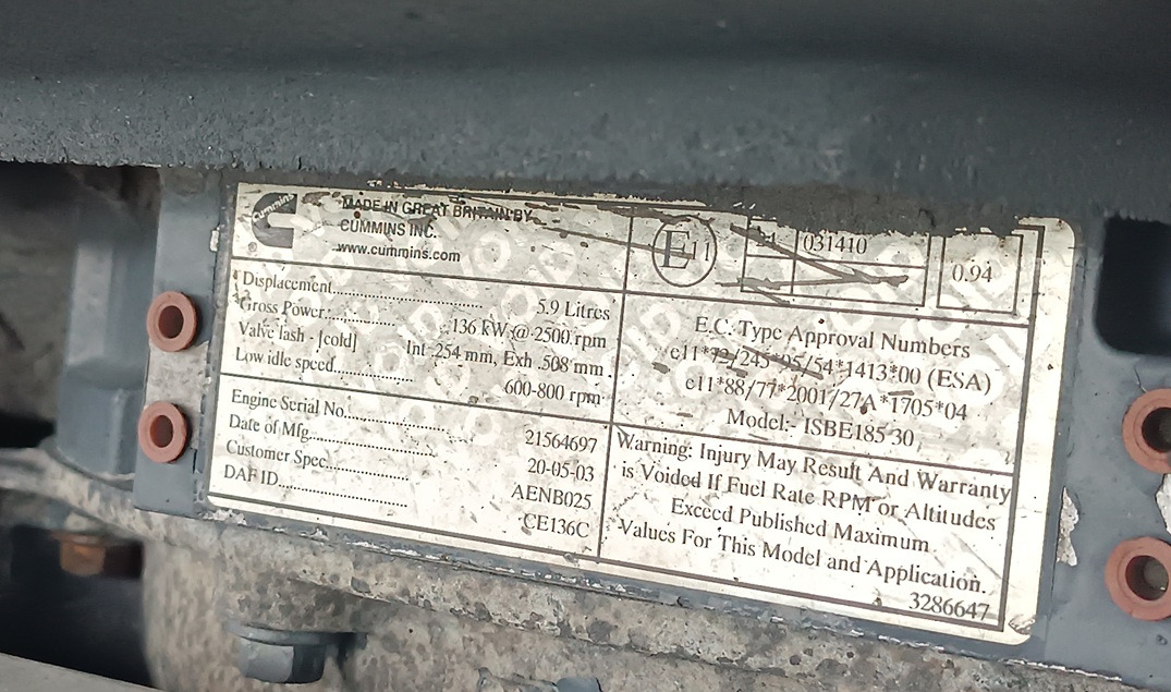 Silnik DAF LF 180 EURO 3 ISBE 185 CE136 PACCARD 5.9 - Motor y piezas: foto 4 Silnik DAF LF 180 EURO 3 ISBE 185 CE136 PACCARD 5.9 - Motor y piezas: foto 4