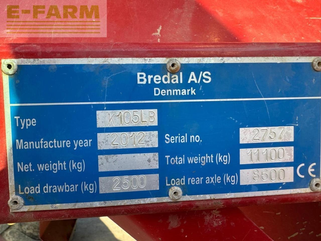 Esparcidor de fertilizantes Bredal K105LB: foto 8