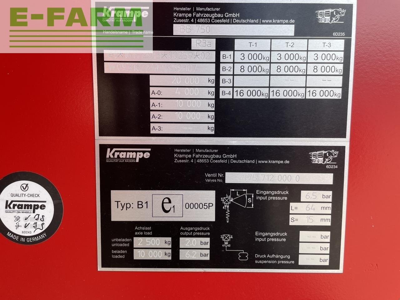 Krampe bb 750 - Remolque volquete agrícola: foto 5 Krampe bb 750 - Remolque volquete agrícola: foto 5