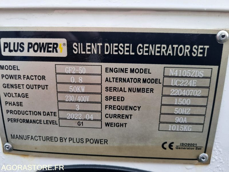 Groupe électrogène Power plus GF2-50 - Generador industriale: foto 2 Groupe électrogène Power plus GF2-50 - Generador industriale: foto 2