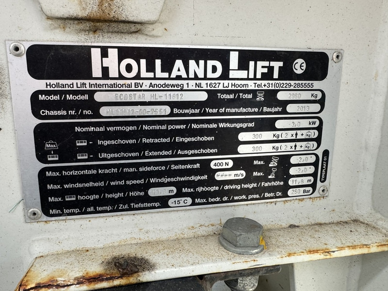 Plataforma de tijeras Holland lift Eco Star HL11812 14M werkhoogte Elektrisch 2013: foto 8